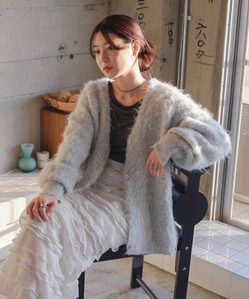Kastane（カスタネ）の「起毛シャギーニットカーディガン