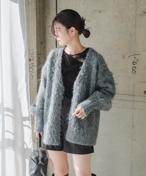 Kastane（カスタネ）の「起毛シャギーニットカーディガン（カーディガン/ボレロ・レディース・グレー/アイボリー/イエロー・FREE）」の13枚目の写真