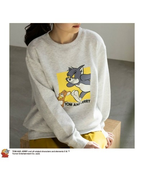 Tom&Jerry(トムアンドジェリー)の「TOM&JERRY トムとジェリー 裏起毛トレーナー スウェット(スウェット・レディース・アッシュグレー/チャコールグレー/ブルー系その他/ベージュ・M/L)」の1枚目の写真