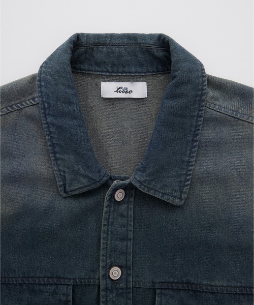 Loose/ルース（ルース）の「ヴィンテージセミショートデニムシャツジャケット【セットアップ対応】（シャツ/ブラウス・メンズ・ダークグレー/ブラック/ダークブルー・S/XS/L/M）」の6枚目の写真
