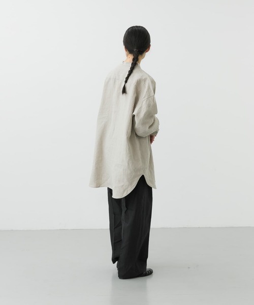 かぐれ(カグレ)の「『ユニセックス』リネンビッグシャツ(Tシャツ/カットソー・レディース・オフホワイト/ナチュラル/ブラック/ピンク・FREE)」の19枚目の写真