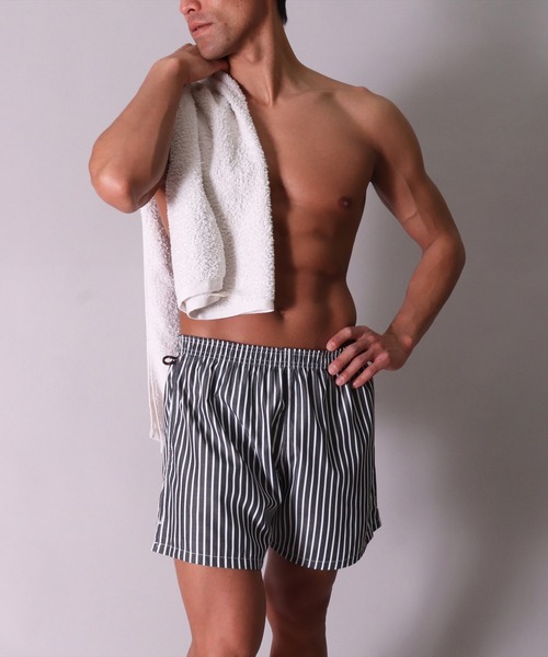 UNIVERSAL OVERALL（ユニバーサルオーバーオール）の「(LG)【UNIVERSAL OVERALL】ストライプ柄 ワーク トランクス（トランクス・メンズ・ブラック系/サックスブルー系/ピンク系/グレー系・MEDIUM/LARGE/X-LARGE）」の10枚目の写真