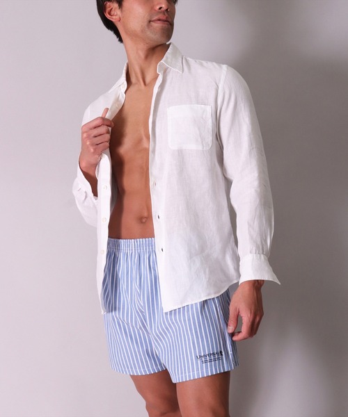 UNIVERSAL OVERALL（ユニバーサルオーバーオール）の「(LG)【UNIVERSAL OVERALL】ストライプ柄 ワーク トランクス（トランクス・メンズ・ブラック系/サックスブルー系/ピンク系/グレー系・MEDIUM/LARGE/X-LARGE）」の9枚目の写真