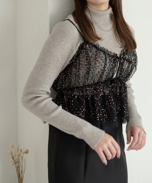 Ambre Neige(アンブルネージュ)の「スパンコールチュールビスチェ/【WEB/EC限定商品】(キャミソール・レディース・オフホワイト/ブラック/ベージュ・FREE)」の22枚目の写真