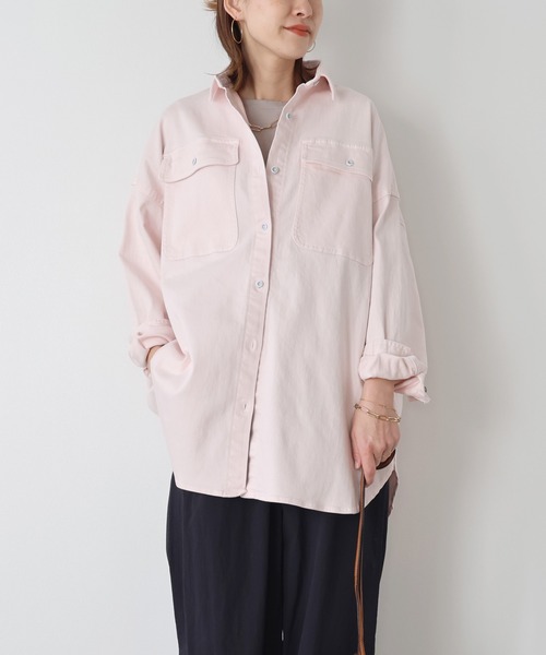 Healthy denim(ヘルシーデニム)の「【Healthy DENIM】デニムビックシャツ-Almond(シャツ/ブラウス・レディース・インディゴブルー/ピンク・00)」の13枚目の写真