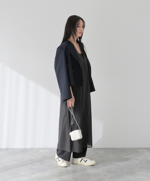 JOURNAL STANDARD（ジャーナルスタンダード）の「オーガンジーシアーワンピース（ワンピース・レディース・ブラック/アイボリー・FREE）」の4枚目の写真