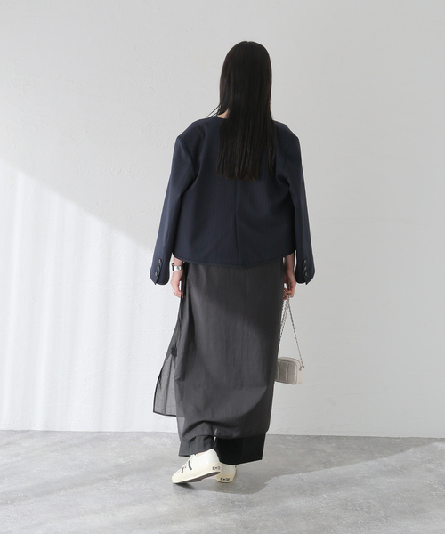 JOURNAL STANDARD（ジャーナルスタンダード）の「オーガンジーシアーワンピース（ワンピース・レディース・ブラック/アイボリー・FREE）」の6枚目の写真