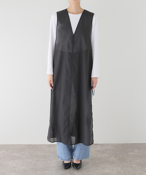 JOURNAL STANDARD（ジャーナルスタンダード）の「オーガンジーシアーワンピース（ワンピース・レディース・ブラック/アイボリー・FREE）」の14枚目の写真