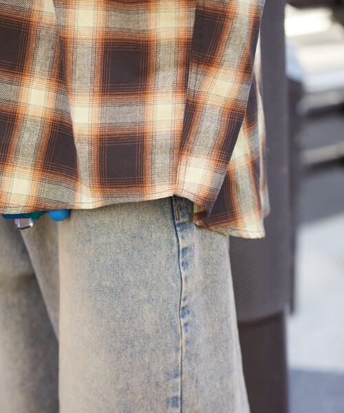 PUBLUX（パブリュクス）の「PUBLUX/パブリュクス ルーズオンブレチェックシャツ/オンブレシャツ/ユニセックス(限定展開)（シャツ/ブラウス・メンズ・ブラック/グレー/ブラウン・LARGE/MEDIUM/SMALL）」の9枚目の写真