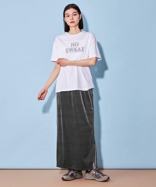 CITEN(シテン)の「<CITEN>ベロア カット マキシスカート(スカート・レディース・オリーブ/ターコイズブルー/ダークグレー・FREE)」の6枚目の写真