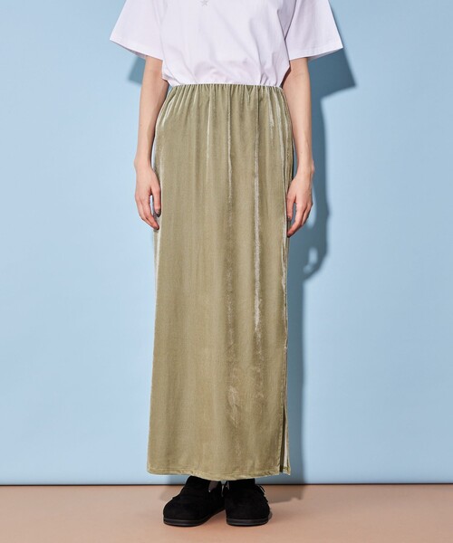 CITEN(シテン)の「<CITEN>ベロア カット マキシスカート(スカート・レディース・オリーブ/ターコイズブルー/ダークグレー・FREE)」の10枚目の写真