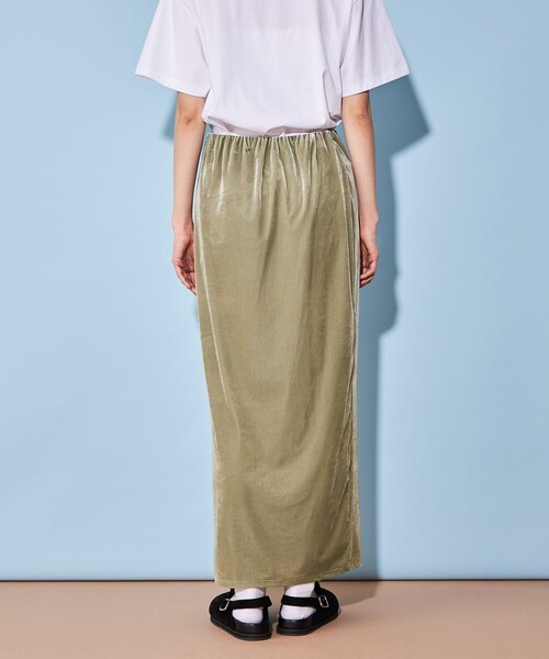 CITEN(シテン)の「<CITEN>ベロア カット マキシスカート(スカート・レディース・オリーブ/ターコイズブルー/ダークグレー・FREE)」の12枚目の写真