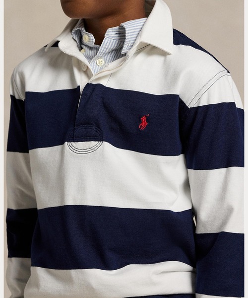 POLO RALPH LAUREN CHILDRENSWEAR（ポロ ラルフ ローレン チルドレンズウェア）の「アイコニック ラグビー シャツ（ポロシャツ・キッズ・ブルー・L/M/S/XL）」の6枚目の写真