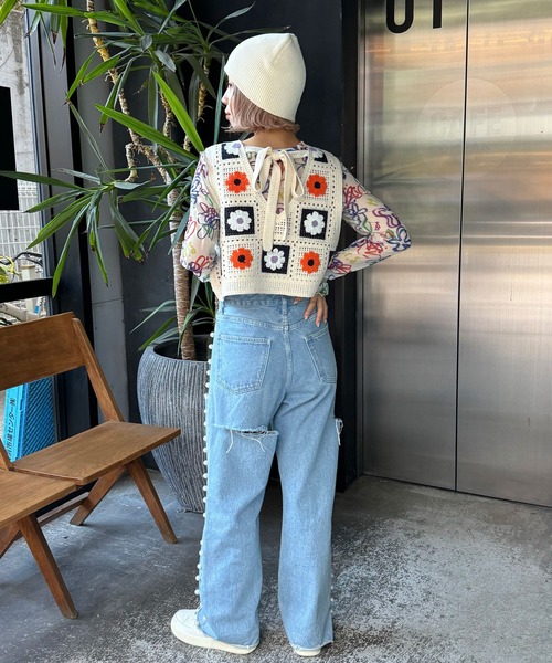 HELLO.SANFRANCISCO（ハローサンフランシスコ）の「【HELLO.SANFRANCISCO/ハローサンフランシスコ】フラワージャガードリボンベスト（ベスト・レディース・ネイビー・FREE）」の7枚目の写真