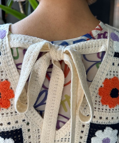 HELLO.SANFRANCISCO（ハローサンフランシスコ）の「【HELLO.SANFRANCISCO/ハローサンフランシスコ】フラワージャガードリボンベスト（ベスト・レディース・ネイビー・FREE）」の12枚目の写真