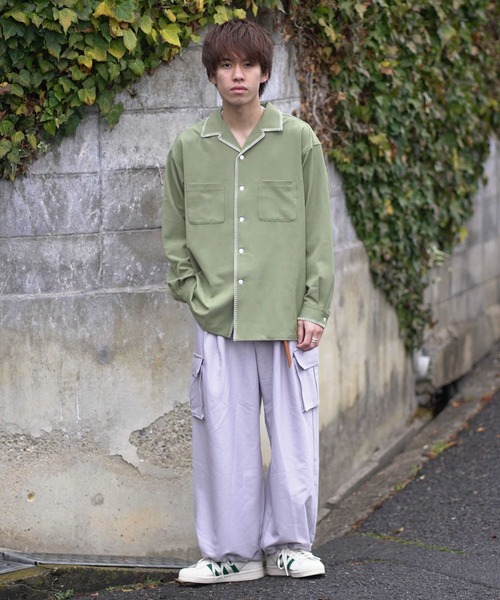 SENSE OF PLACE by URBAN RESEARCH（センスオブプレイスバイアーバンリサーチ）の「『イージーケア』『つぐ吉×SOP』ブランケットステッチオープンカラーシャツ（シャツ/ブラウス・メンズ・カーキ・MEDIUM/LARGE）」の15枚目の写真