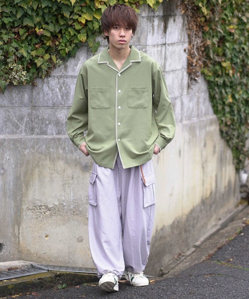 SENSE OF PLACE by URBAN RESEARCH（センスオブプレイスバイアーバンリサーチ）の「『イージーケア』『つぐ吉×SOP』ブランケットステッチオープンカラーシャツ（シャツ/ブラウス・メンズ・カーキ・MEDIUM/LARGE）」の16枚目の写真