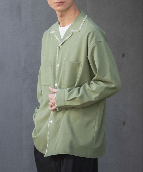 SENSE OF PLACE by URBAN RESEARCH（センスオブプレイスバイアーバンリサーチ）の「『イージーケア』『つぐ吉×SOP』ブランケットステッチオープンカラーシャツ（シャツ/ブラウス・メンズ・カーキ・MEDIUM/LARGE）」の19枚目の写真