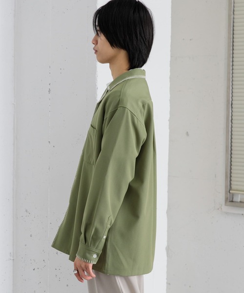 SENSE OF PLACE by URBAN RESEARCH（センスオブプレイスバイアーバンリサーチ）の「『イージーケア』『つぐ吉×SOP』ブランケットステッチオープンカラーシャツ（シャツ/ブラウス・メンズ・カーキ・MEDIUM/LARGE）」の3枚目の写真