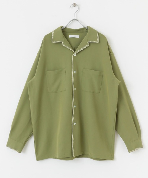 SENSE OF PLACE by URBAN RESEARCH（センスオブプレイスバイアーバンリサーチ）の「『イージーケア』『つぐ吉×SOP』ブランケットステッチオープンカラーシャツ（シャツ/ブラウス・メンズ・カーキ・MEDIUM/LARGE）」の5枚目の写真