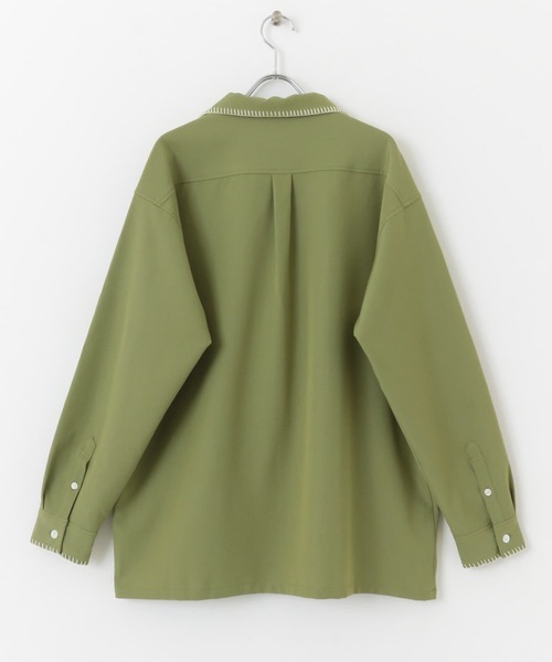 SENSE OF PLACE by URBAN RESEARCH（センスオブプレイスバイアーバンリサーチ）の「『イージーケア』『つぐ吉×SOP』ブランケットステッチオープンカラーシャツ（シャツ/ブラウス・メンズ・カーキ・MEDIUM/LARGE）」の7枚目の写真