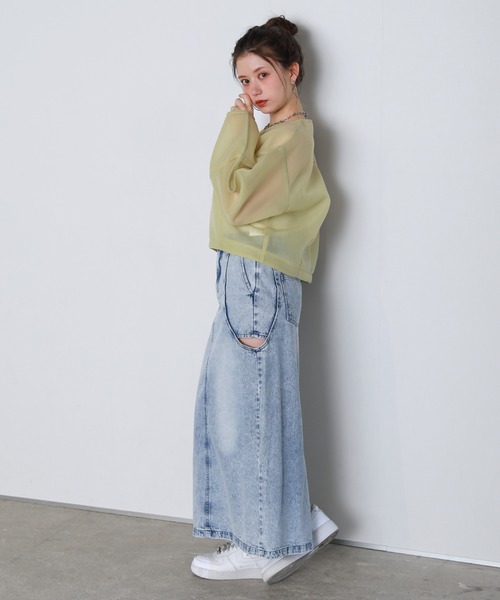 shetila（シェティラ）の「サイドカット ロングデニムスカート