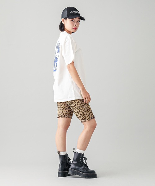 X-girl（エックスガール）の「CIRCLE BACKGROUND FACE LOGO S/S TEE（Tシャツ/カットソー・レディース・ブラック/ホワイト/ベージュ・S/M/L/XL）」の8枚目の写真