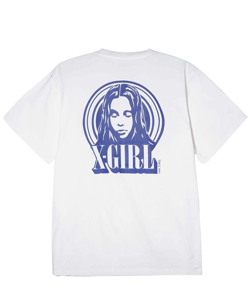 X-girl（エックスガール）の「CIRCLE BACKGROUND FACE LOGO S/S TEE（Tシャツ/カットソー・レディース・ブラック/ホワイト/ベージュ・S/M/L/XL）」の12枚目の写真