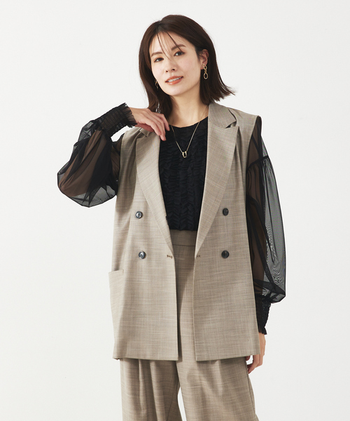 abahouse mavie(アバハウスマヴィ)の「チュールブラウス(タンク付き)(シャツ/ブラウス・レディース・ブラック系その他2/ブラック/ホワイト/ホワイト系その他2・フリー)」の10枚目の写真