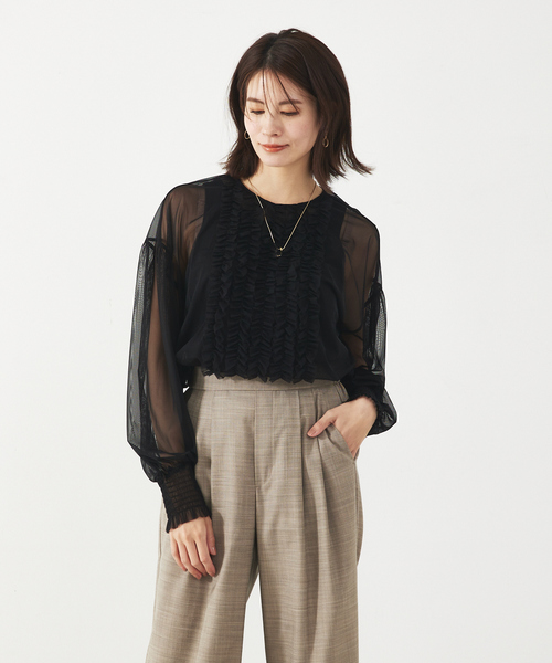 abahouse mavie(アバハウスマヴィ)の「チュールブラウス(タンク付き)(シャツ/ブラウス・レディース・ブラック系その他2/ブラック/ホワイト/ホワイト系その他2・フリー)」の11枚目の写真