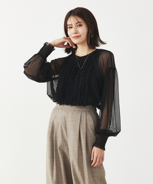 abahouse mavie(アバハウスマヴィ)の「チュールブラウス(タンク付き)(シャツ/ブラウス・レディース・ブラック系その他2/ブラック/ホワイト/ホワイト系その他2・フリー)」の12枚目の写真