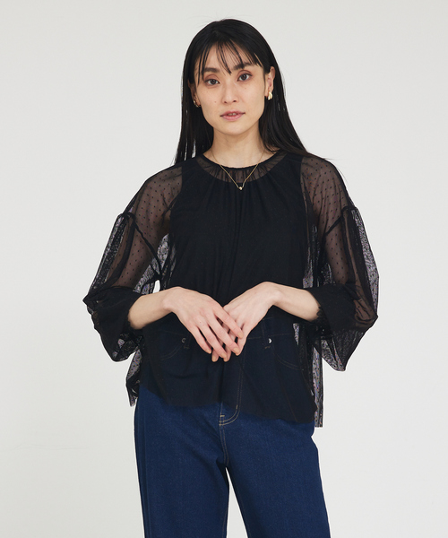 abahouse mavie(アバハウスマヴィ)の「チュールブラウス(タンク付き)(シャツ/ブラウス・レディース・ブラック系その他2/ブラック/ホワイト/ホワイト系その他2・フリー)」の20枚目の写真