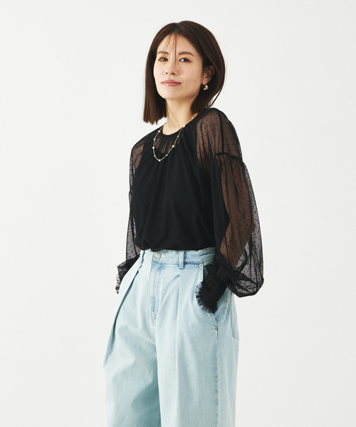 abahouse mavie(アバハウスマヴィ)の「チュールブラウス(タンク付き)(シャツ/ブラウス・レディース・ブラック系その他2/ブラック/ホワイト/ホワイト系その他2・フリー)」の21枚目の写真