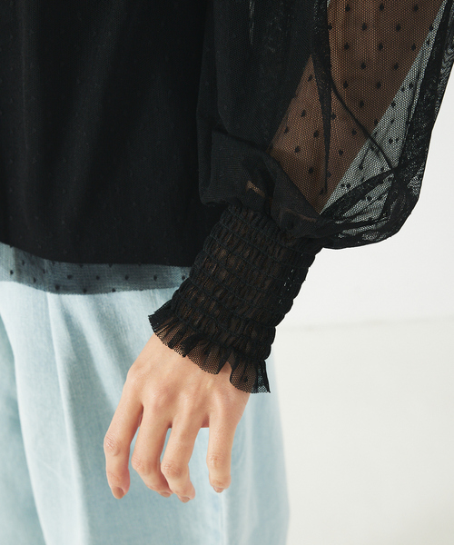 abahouse mavie(アバハウスマヴィ)の「チュールブラウス(タンク付き)(シャツ/ブラウス・レディース・ブラック系その他2/ブラック/ホワイト/ホワイト系その他2・フリー)」の7枚目の写真