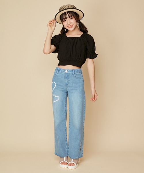 JENNI（ジェニィ）の「ドットチュールサマーハット（ハット・キッズ・ブラック/オフホワイト・54cm/56cm）」の8枚目の写真