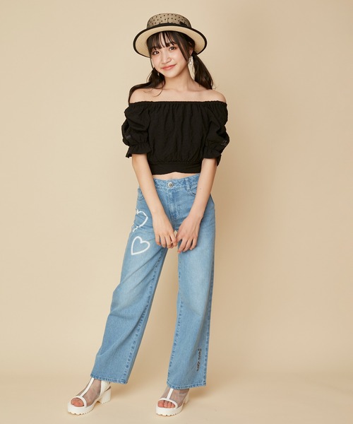 JENNI（ジェニィ）の「ドットチュールサマーハット（ハット・キッズ・ブラック/オフホワイト・54cm/56cm）」の9枚目の写真