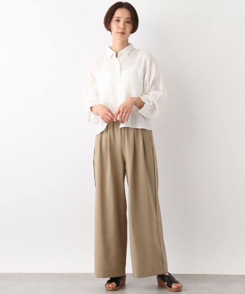 LEPSIM（レプシィム）の「ワッシャーショートシャツ　107113（シャツ/ブラウス・レディース・オフホワイト/ライトブルー/ライトパープル・FREE）」の8枚目の写真