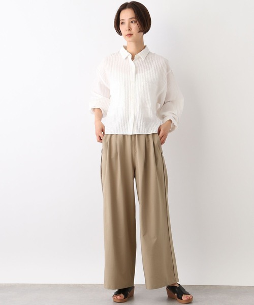 LEPSIM（レプシィム）の「ワッシャーショートシャツ　107113（シャツ/ブラウス・レディース・オフホワイト/ライトブルー/ライトパープル・FREE）」の9枚目の写真