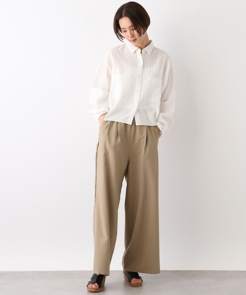 LEPSIM（レプシィム）の「ワッシャーショートシャツ　107113（シャツ/ブラウス・レディース・オフホワイト/ライトブルー/ライトパープル・FREE）」の10枚目の写真