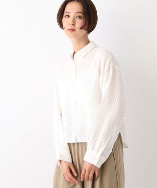 LEPSIM（レプシィム）の「ワッシャーショートシャツ　107113（シャツ/ブラウス・レディース・オフホワイト/ライトブルー/ライトパープル・FREE）」の11枚目の写真