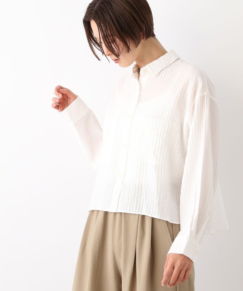 LEPSIM（レプシィム）の「ワッシャーショートシャツ　107113（シャツ/ブラウス・レディース・オフホワイト/ライトブルー/ライトパープル・FREE）」の12枚目の写真