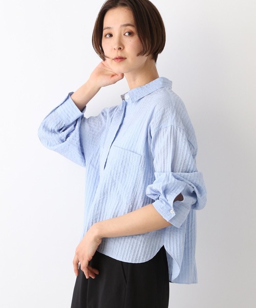 LEPSIM（レプシィム）の「ワッシャーショートシャツ　107113（シャツ/ブラウス・レディース・オフホワイト/ライトブルー/ライトパープル・FREE）」の17枚目の写真