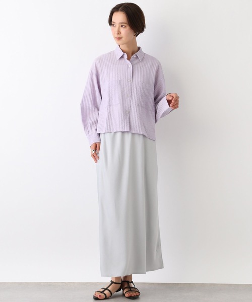 LEPSIM（レプシィム）の「ワッシャーショートシャツ　107113（シャツ/ブラウス・レディース・オフホワイト/ライトブルー/ライトパープル・FREE）」の18枚目の写真