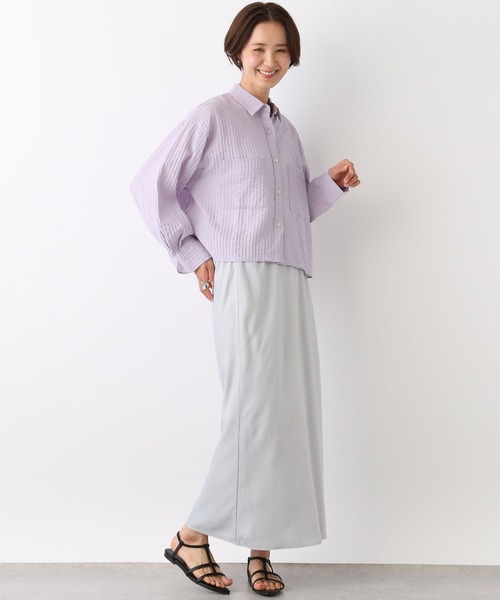 LEPSIM（レプシィム）の「ワッシャーショートシャツ　107113（シャツ/ブラウス・レディース・オフホワイト/ライトブルー/ライトパープル・FREE）」の19枚目の写真