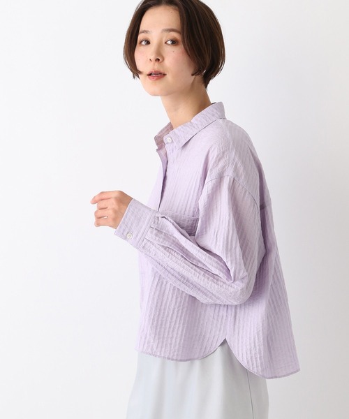 LEPSIM（レプシィム）の「ワッシャーショートシャツ　107113（シャツ/ブラウス・レディース・オフホワイト/ライトブルー/ライトパープル・FREE）」の21枚目の写真