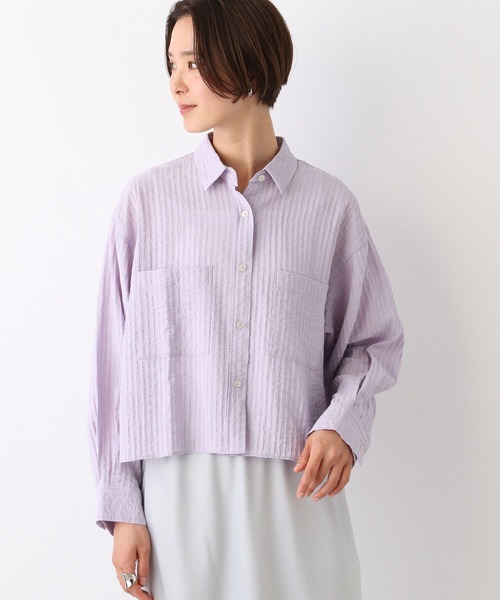 LEPSIM（レプシィム）の「ワッシャーショートシャツ　107113（シャツ/ブラウス・レディース・オフホワイト/ライトブルー/ライトパープル・FREE）」の22枚目の写真