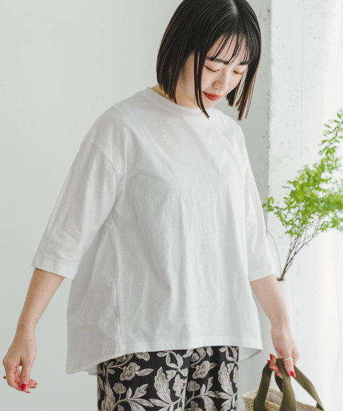 qualite - カリテ バックギャザーカットソー  ホワイト 完売色 セール】 [接触冷感]ドライコットンボートネックバックギャザー