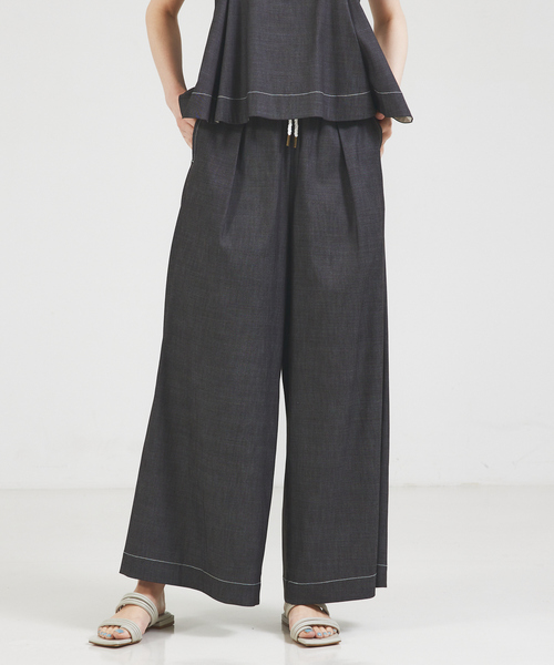 qualite（カリテ）の「【セットアップ対応】リヨセルデニムワイドパンツ（デニムパンツ・レディース・ブラック/ブルー・34/36/38）」の2枚目の写真