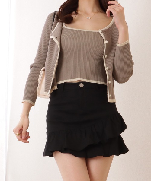 Lace Ladies(レースレディース)の「フリル レイヤード ミニ丈 Aライン スカート(スカート・レディース・アイボリー/ブラック・XL/S/M)」の3枚目の写真