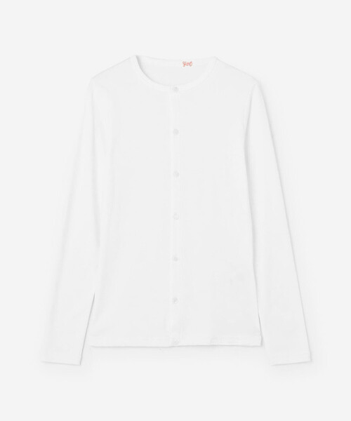 YOUNG&OLSEN The DRYGOODS STORE(ヤングアンドオルセン)の「YOUNG&OLSEN | コットン 長袖カーディガン WOMEN(カーディガン/ボレロ・レディース・ブラック/ホワイト・1)」の3枚目の写真